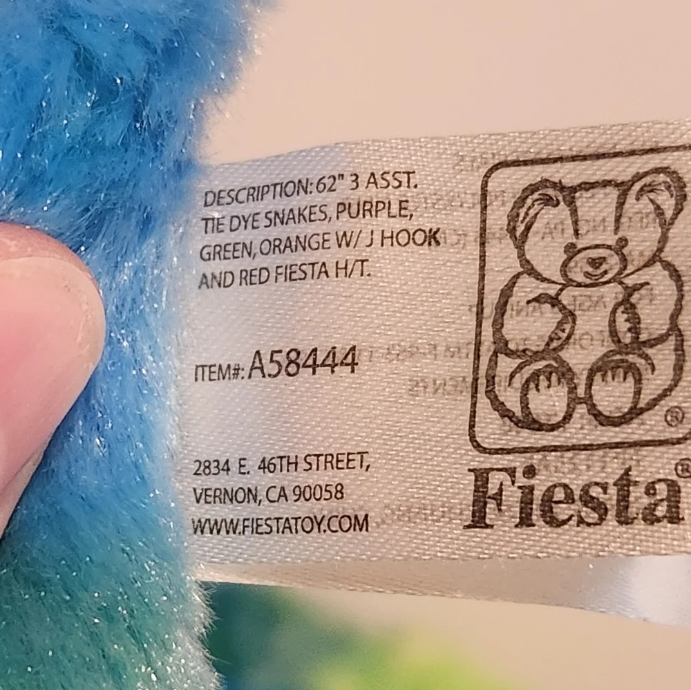64” Fiesta Blue and Green Watercolor Design Snake Plush